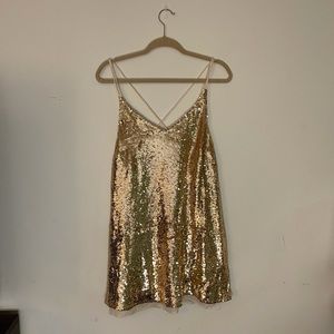 Free People Gold Sequin Shift Dress - NYE!